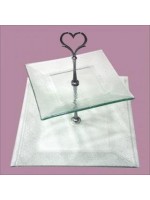 Γυάλινo πιατέλα διόροφη  (25x25 cm 17x17 cm) doblex cake tray ARTEBELLA