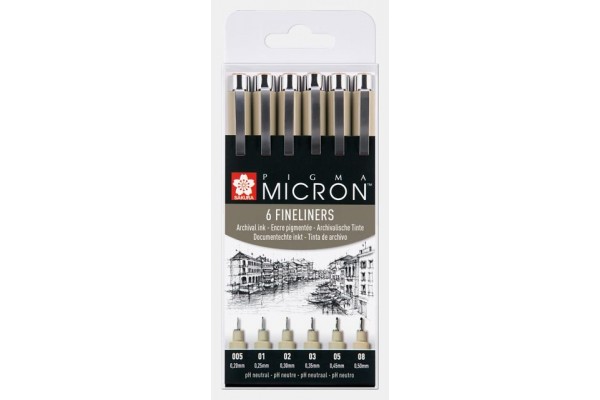 ΣΕΤ ΜΑΡΚΑΔΟΡΟΙ SAKURA PIGMA MICRON 6 ΜΕΓΕΘΗ BLACK