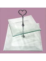 Γυάλινo πιατέλα διόροφη  (25x25 cm 17x17 cm) doblex cake tray ARTEBELLA