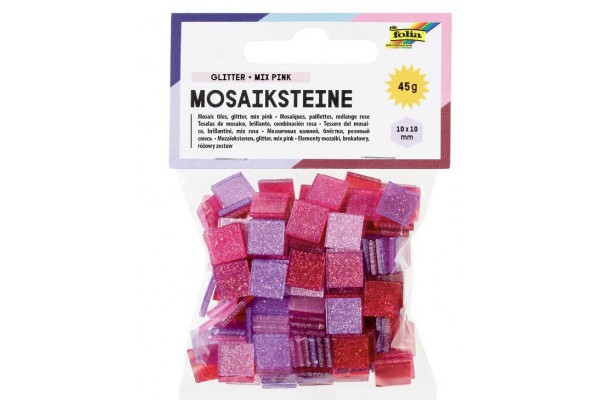 ΨΗΦΙΔΕΣ  ΜΩΣΑΪΚΑ ΠΛΑΚΑΚΙΑ GLITTER MIX, 45G, 10X10MM, 190 ΤΕΜΑΧΙΑ, ΡΟΖ