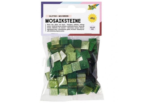 ΨΗΦΙΔΕΣ  ΜΩΣΑΪΚΑ ΠΛΑΚΑΚΙΑ GLITTER MIX, 45G, 10X10MM, 190 ΤΕΜΑΧΙΑ, ΠΡΑΣΙΝΟ