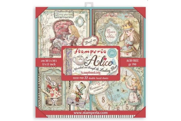 ΜΠΛΟΚ SCRAPBOOKING STAMPERIA 30,5Χ30,5CM 22Φ DOUBLE FACE - ALICE IN WONDERLAND