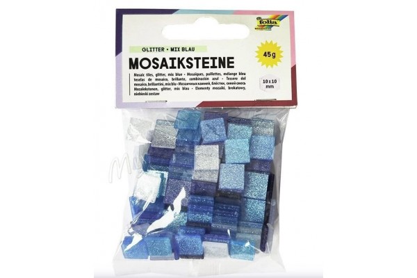 ΨΗΦΙΔΕΣ ΜΩΣΑΪΚΑ ΠΛΑΚΑΚΙΑ GLITTER MIX, 45G, 10X10MM, 190 ΤΕΜΑΧΙΑ, ΜΠΛΕ