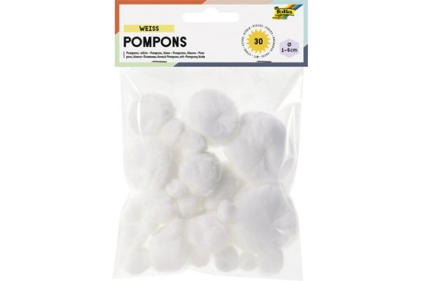 ΠΟΜ ΠΟΜ ΛΕΥΚΑ ΣΕ 5 ΜΕΓΕΘΗ Ø 1-5 cm 30 ΤΕΜΑΧΙΑ