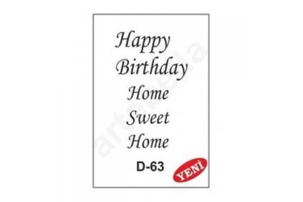 ΣΤΕΝΣΙΛ  20Χ30 D-63 ARTEBELLA HAPPY BIRTHDAY-HOME SWEET HOME