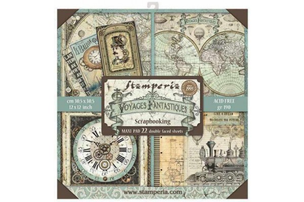 ΜΠΛΟΚ SCRAPBOOKING STAMPERIA 30,5Χ30,5CM 22Φ DOUBLE FACE - VOYAGES FANTASTIQUES