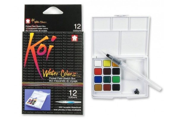ΣΕΤ WATERCOLOURS ΚΑΣΕΤΙΝΑ 12 ΧΡΩΜΑΤΑ+ΑΞΕΣΟΥΑΡ KOI SAKURA