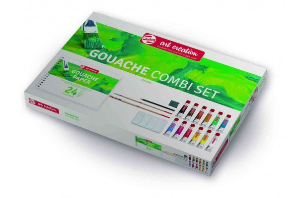 ΣΕΤ GOUACHE ART CREATION 12x12 ml-ΜΠΛΟΚ-ΠΙΝΕΛΑ-ΜΟΛΥΒΙ-ΓΟΜΑ-ΠΑΛΕΤΑ