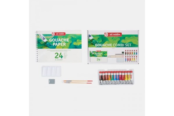 ΣΕΤ GOUACHE ART CREATION 12x12 ml-ΜΠΛΟΚ-ΠΙΝΕΛΑ-ΜΟΛΥΒΙ-ΓΟΜΑ-ΠΑΛΕΤΑ