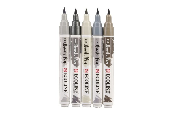 ECOLINE BRUSHPEN ROYAL TALENS ΣΕΤ 5TEM Grey