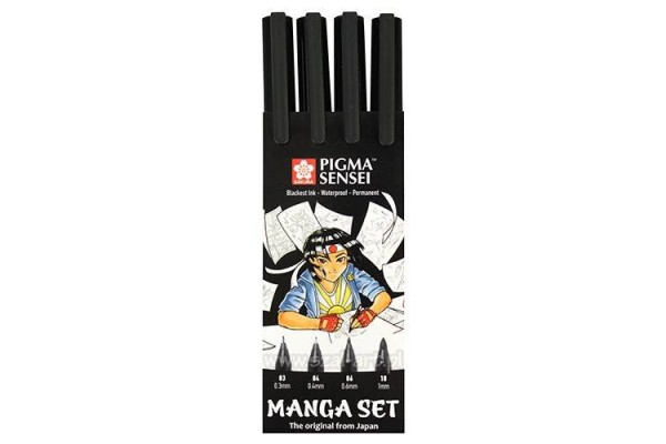 ΜΑΡΚΑΔΟΡΑΚΙΑ MANGA PIGMA  SET, 4ΤΕΜ. ΜΑΥΡΟ ΧΡΩΜΑ(0.3MM-0.4MM-0.6MM-1MM)