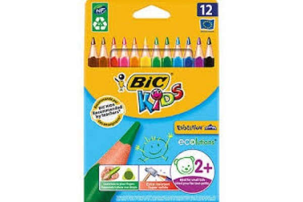 ΣΕΤ ΞΥΛΟΜΠΟΓΙΕΣ ΤΡΙΓΩΝΙΚΕΣ BIC KIDS EVOLUTION 12 ΧΡΩΜΑΤΑ