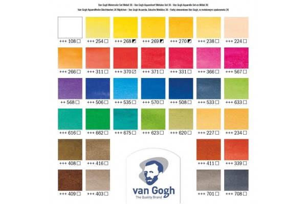 ΣΕΤ WATERCOLOUR ΠΑΣΤΙΛΙΕΣ ΣΕ ΜΕΤΑΛΛΙΚΗ ΚΑΣΕΤΙΝΑ VAN GOGH 36 ΧΡΩΜΑΤΩΝ