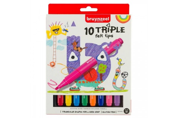 ΜΑΡΚΑΔΟΡΟΙ ΖΩΓΡΑΦΙΚΗΣ BRUYNZEEL FELT TIPS TRIPLE ΣΕΤ 10ΤΕΜ