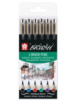 ΜΑΡΚΑΔΟΡΟΣ PIGMA MICRON BRUSH BASIC ΣΕΤ 6 ΧΡΩΜΑΤΑ