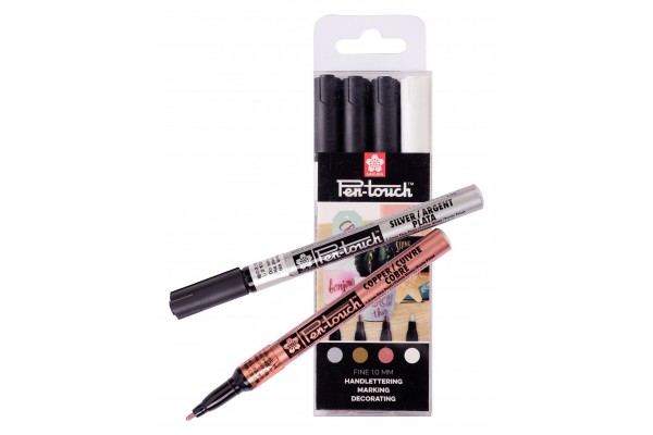 ΜΑΡΚΑΔΟΡΟΙ SAKURA ΣΕΤ 4ΤΕΜ PEN-TOUCH FINE METALLIC