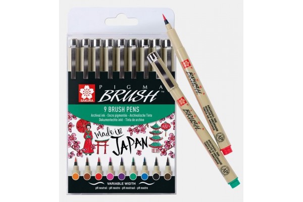 ΣΕΤ ΜΑΡΚΑΔΟΡΟΙ 9TEM PIGMA BRUSH PENS