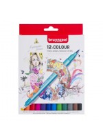 ΣΕΤ ΜΑΡΚΑΔΟΡΟΙ 12ΤΕΜ ΜΕ ΔΙΠΛΗ ΜΥΤΗ FINELINER & BRUSH PENS BRUYNZEEL