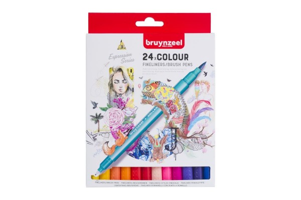 ΣΕΤ ΜΑΡΚΑΔΟΡΟΙ 24 ΤΕΜ ΜΕ ΔΙΠΛΗ ΜΥΤΗ FINELINER & BRUSH PENS BRUYNZEEL
