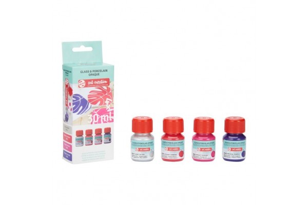 ΧΡΩΜΑΤΑ ΓΙΑ ΓΥΑΛΙ & ΠΟΡΣΕΛΑΝΗ Opaque ΣΕΤ 4Χ30ML PINK (2010-6032-6035-8020)