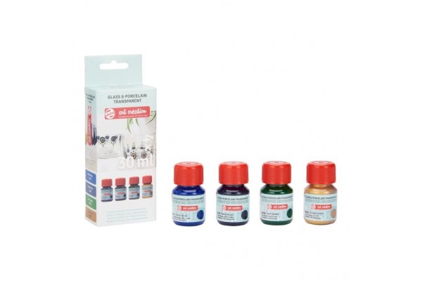 ΧΡΩΜΑΤΑ ΓΙΑ ΓΥΑΛΙ & ΠΟΡΣΕΛΑΝΗ Transparent ΣΕΤ 4Χ30ML  BLUES