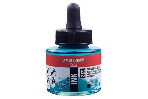 ΜΕΛΑΝΙ INK AMSTERDAM 30ml 522 TURQUOISE BLUE
