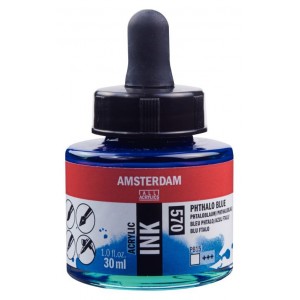 ΜΕΛΑΝΙ INK AMSTERDAM 30ml 570 PHTHALO BLUE ΜΕΛΑΝΙ INK AMSTERDAM 30ml 570 PHTHALO BLUE