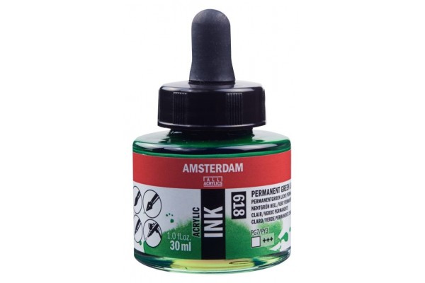ΜΕΛΑΝΙ INK AMSTERDAM 30ml 618 PERMANENT GREEN LIGHT