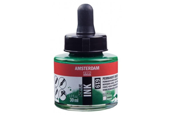 ΜΕΛΑΝΙ INK AMSTERDAM 30ml 619 PERMANENT GREEN DEEP