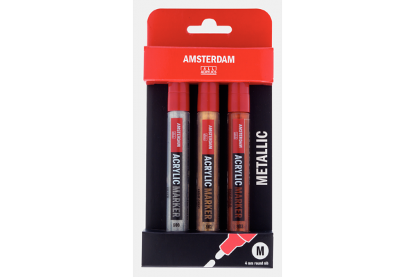 ΜΑΡΚΑΔΟΡΟΙ ΑΚΡΥΛΙΚΟΙ AMSTERDAM 3 X 4mm Metallic set