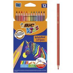 ΣΕΤ ΞΥΛΟΜΠΟΓΙΕΣ BIC KIDS EVOLUTION STRIPES 12 ΧΡΩΜΑΤΑ