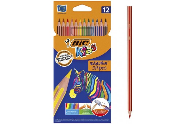 ΣΕΤ ΞΥΛΟΜΠΟΓΙΕΣ BIC KIDS EVOLUTION STRIPES 12 ΧΡΩΜΑΤΑ