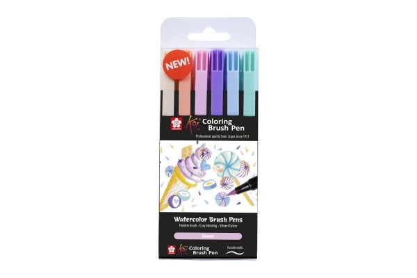 ΜΑΡΚΑΔΟΡΟΙ BRUSH PEN KOI COLOUR ΣΕΤ 6ΤΕΜ SWEETS