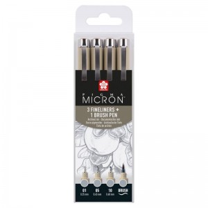 ΜΑΡΚΑΔΟΡΑΚΙΑ Pigma Micron Light Cool Gray Set 4 (3 FINELINERS 1 BRUSH PENS)