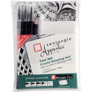ΣΕΤ ΕΡΓΑΛΕΙΑ ZENTANGLE ΚΑΙ 5 ΠΛΑΚΙΔΙΑ WHITE