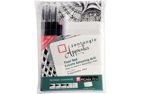 ΣΕΤ ΕΡΓΑΛΕΙΑ ZENTANGLE ΚΑΙ 5 ΠΛΑΚΙΔΙΑ WHITE