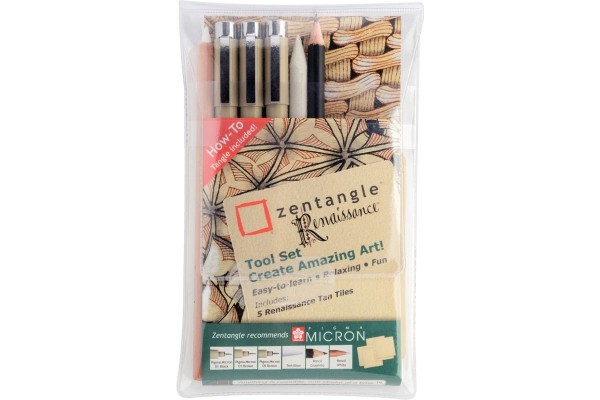 ΣΕΤ ΕΡΓΑΛΕΙΑ ZENTANGLE ΚΑΙ 5 ΠΛΑΚΙΔΙΑ RENAISSANCE