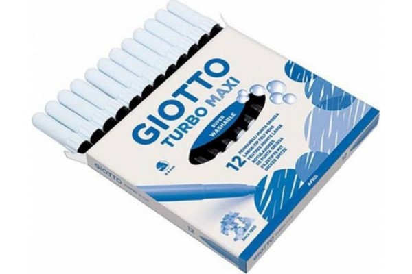 ΜΑΡΚΑΔΟΡΟΙ ΖΩΓΡΑΦΙΚΗΣ ΧΟΝΔΡΟΙ ΜΑΥΡΟ 12ΤΕΜ GIOTTO TURBO MAXI ΠΛΕΝΟΜΕΝΟΙ