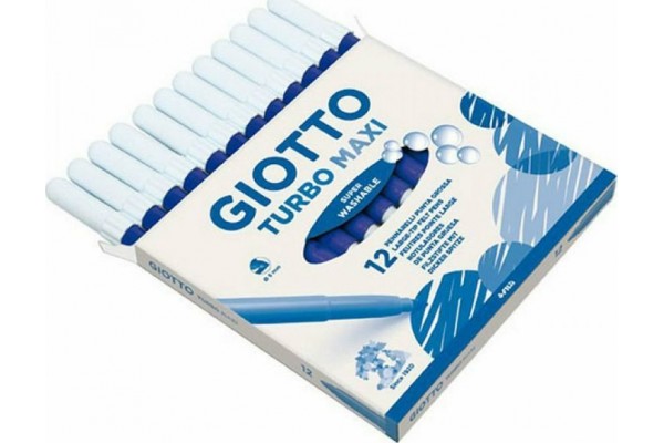 ΜΑΡΚΑΔΟΡΟΙ ΖΩΓΡΑΦΙΚΗΣ ΧΟΝΔΡΟΙ ΜΠΛΕ 12ΤΕΜ GIOTTO TURBO MAXI ΠΛΕΝΟΜΕΝΟΙ