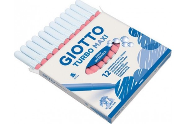 ΜΑΡΚΑΔΟΡΟΙ ΖΩΓΡΑΦΙΚΗΣ ΧΟΝΔΡΟΙ ΡΟΖ 12ΤΕΜ GIOTTO TURBO MAXI ΠΛΕΝΟΜΕΝΟΙ