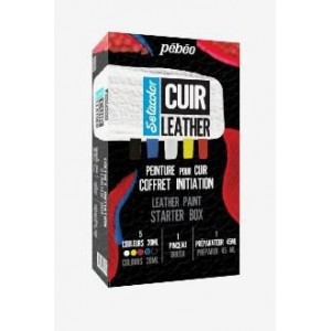 ΣΕΤ ΧΡΩΜΑΤΑ ΓΙΑ ΔΕΡΜΑ 5x20ml + Primer και πινέλο SETACOLOR LEATHER  PEBEO