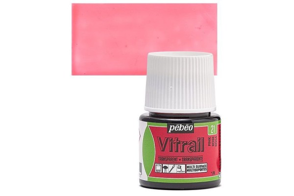 ΣΜΑΛΤΟ (ENAMEL) VITRAIL Pink 45ml TRANSPARENT PEBEO
