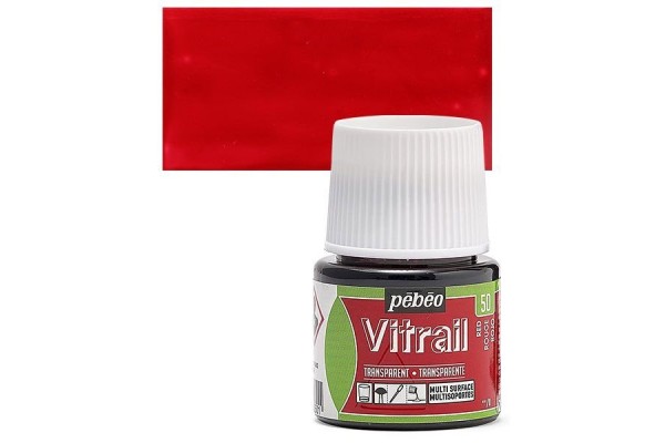 ΣΜΑΛΤΟ (ENAMEL) VITRAIL Red 45ml TRANSPARENT PEBEO