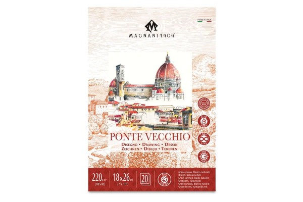 ΧΑΡΤΙ ΣΧΕΔΙΟΥ MAGNANI 50x65 220G NATURAL WHITE PONTE VECCHIO ROUGH