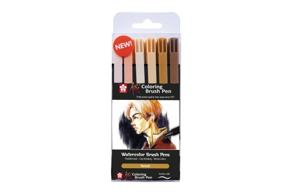 ΜΑΡΚΑΔΟΡΟI SAKURA KOI COLOUR ΣΕΤ 6ΤΕΜ BRUSH PEN PORTRAIT