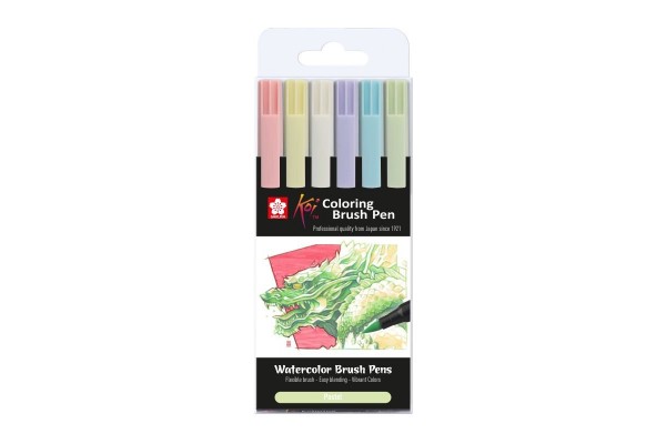 ΜΑΡΚΑΔΟΡΟΙ BRUSH PEN KOI COLOUR ΣΕΤ 6ΤΕΜ PASTEL