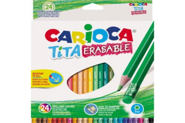 ΞΥΛΟΜΠΟΓΙΕΣ TITA ΜΕ ΓΟΜΑ 3MM 24 ΧΡΩΜΑΤΑ ERASABLE CARIOCA 42938