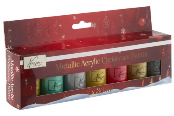 ΣΕΤ ΑΚΡΥΛΙΚΑ 7X30ML METALLIC CHRISTMAS PAINTS