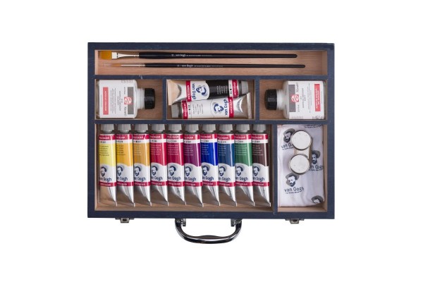 ΚΑΣΕΤΙΝΑ ΞΥΛΙΝΗ VAN GOGH ΑΚΡΥΛΙΚΑ 12ΧΡΩΜ x 40ml & ΑΞΕΣΟΥΑΡ