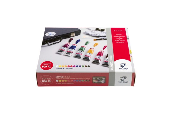 ΚΑΣΕΤΙΝΑ ΞΥΛΙΝΗ VAN GOGH ΑΚΡΥΛΙΚΑ 12ΧΡΩΜ x 40ml & ΑΞΕΣΟΥΑΡ